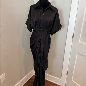 Elegant Black Button-Up Dress